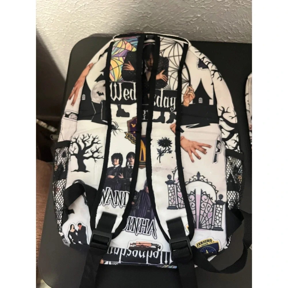 Wednesday Addams Nevermore Academy 2pc Backpack Lunch Bag Set White